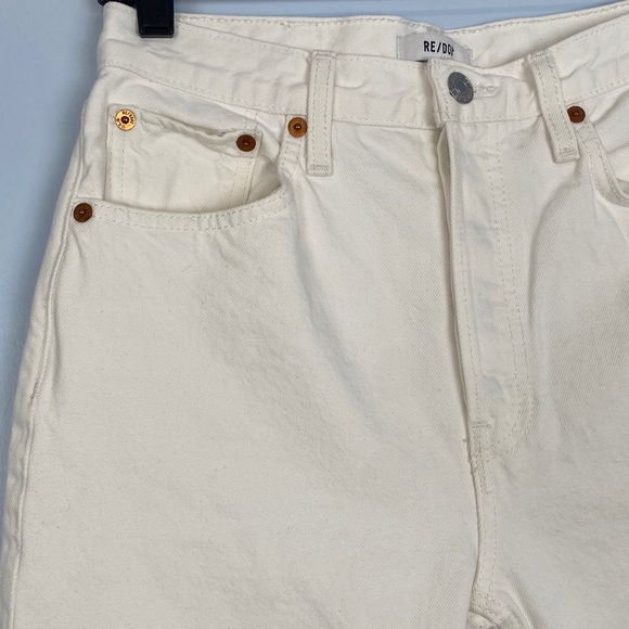 RE/DONE 70s Stove Pipe High Rise White Jeans Sz 27 Summer Closet Staple Distress - Picture 8 of 11